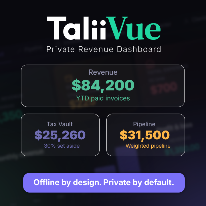 Taliivue - A private revenue dashboard app for freelancers