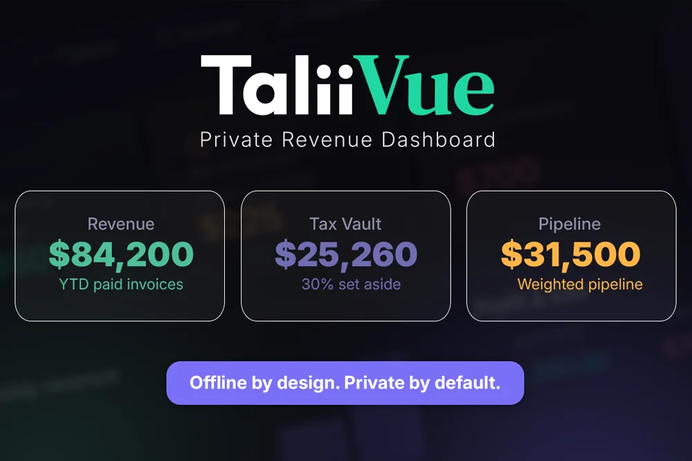 Taliivue - A private revenue dashboard app for freelancers