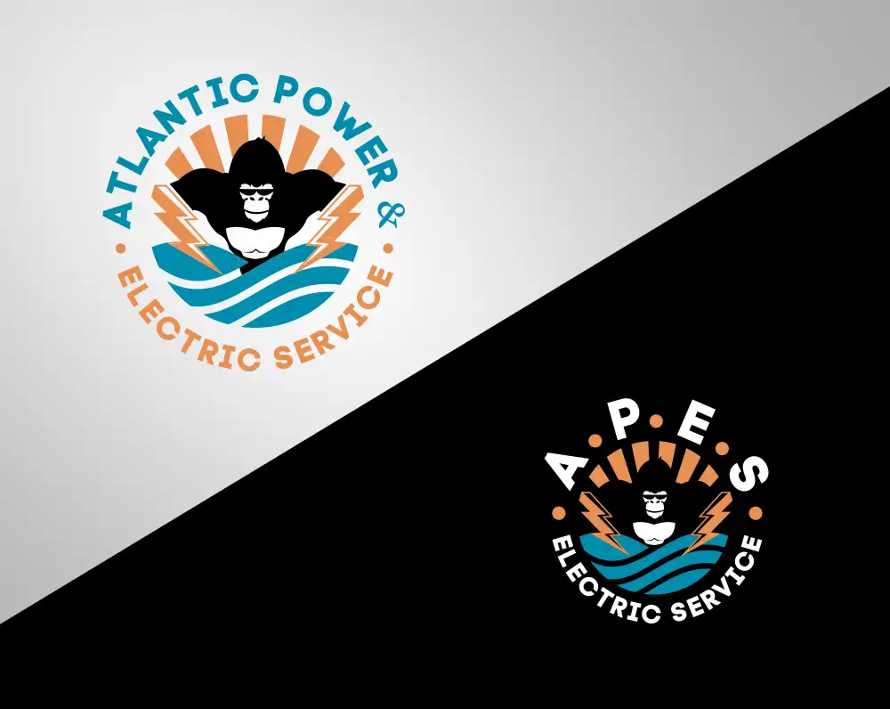 The A.P.E.S. electrician logo reversed in one color for signage and dark backgrounds