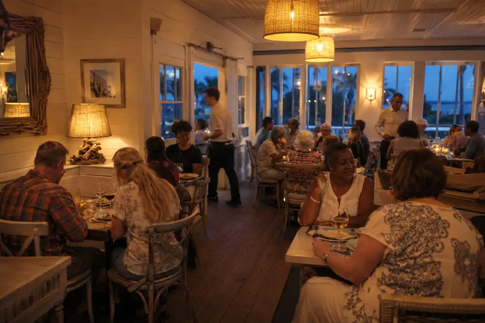 Evening service in a small coastal Georgia restaurant dining room